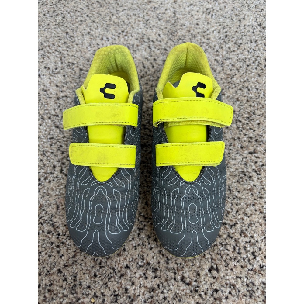 Charly Soccer Cleats Little Kid Size 3 1098912 No Tie Strap Gray Yellow